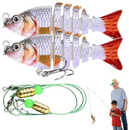 Angelköder in Salzwasser, Barschköder, realistisch, mehrere Gelenke, Spinnerbait – 2 x Angelzubehör