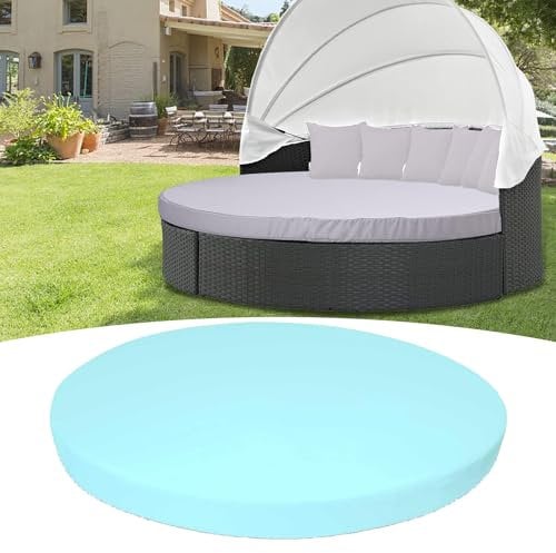 167,6 cm runder Outdoor-Tagesbett-Kissenbezug, wasserdicht, elastisch, Ersatz für Sonnenbett, einfache Montage, Terrassenmöbel, stilvoll (blau)