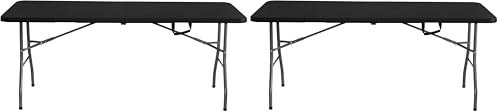 KG KITGARDEN Mesa Plegable Portátil Multifuncional, 180x74x74cm, Negro (Paquete de 2)