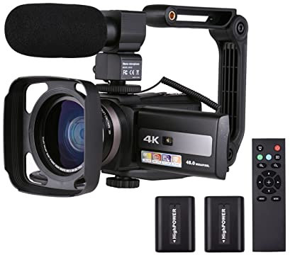 Video Camera, 4K Vlogging Camera 60FPS Ultra HD Digital Video Camera DV Camcorder 48MP 16X Zoom 3-inch Rotatable LCD Touch Screen WiFi IR Night Vision