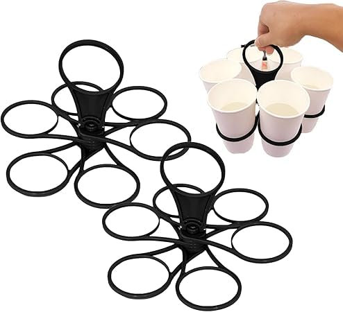 2 Stück Getränketräger mit Griff, Faltbarer Becherhalter für Kaffee, Softdrinks, Bierbecher, Becherträger für Getränke, Wiederverwendbar im Taschenformat (Schwarz*2)