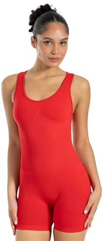 SMILODOX Jumpsuit Damen Doralia, kurzer Einteiler mit Racerback & Rückenausschnitt, enganliegende Passform, elastisches Material Overall, ideal für Fitness, Studio, Training & Alltag