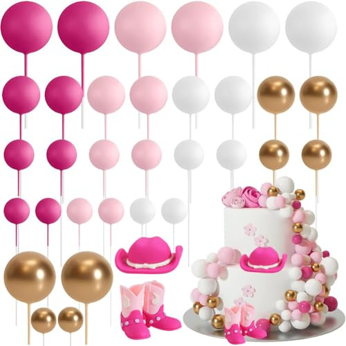 Cowboy Cake Toppers Set, Western Cowboy Cake Decorating Boots & Hats Set, 34pcs Party Supplies for Western Themed Birthday, Baby Shower, Wedding