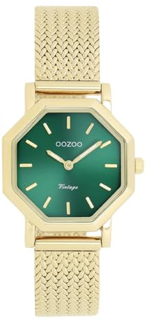 Oozoo Vintage Damen Uhr - Armbanduhr Damen mit Mesh Metallarmband | Hochwertige Uhr für Frauen - Edle Analog Damenuhr in oval