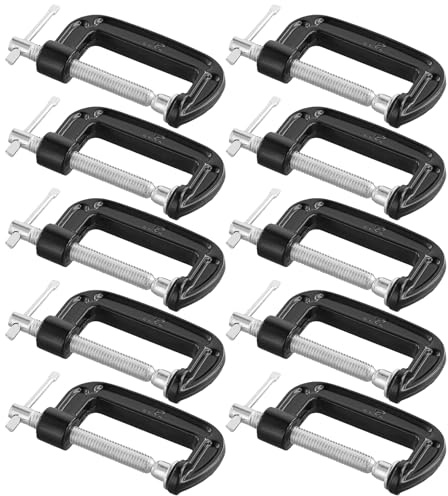 JIAYUET 10 PCS 2inch G Clamp, 50mm Heavy Duty Black C Clamps for Woodworking and Welding