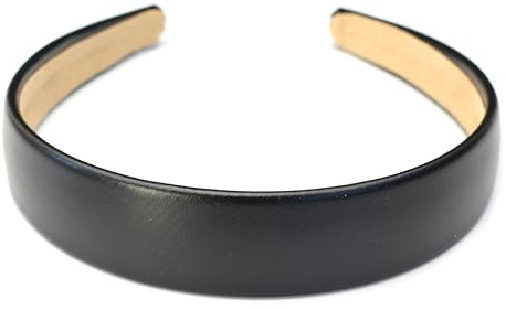 QinGoo Breiter Damen Haarreif aus Kunstleder Haar Accessoires, Schwarz | Breite 2,5 cm, stabiler Plastik-Innenrahmen, glatte Oberfläche, schont die Haare für Alltag, Büro und Make-up