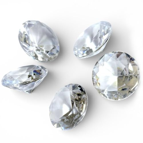 naninoa Deko Diamanten & Brillanten aus Kunststoff Ø 38 mm – 25 Stück Dekosteine für Tischdeko, Hochzeit, Party & Schaufenster
