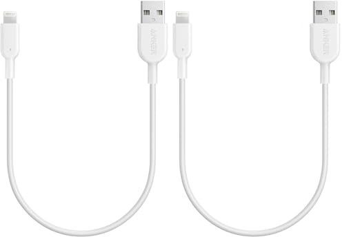 Anker cable iPhone, PowerLine II Câble Lightning vers USB résistant certifié MFi pour iPhone XS/XS Max/XR/X/8/8 Plus/SE/7/7 Plus/6s/6/6 Plus/5S/5/iPad Pro(Blanc, 0,3m) (Lot de 2)