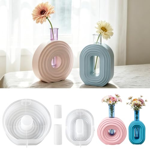 VEEKAY 2 Stück Silikon Gießformen Vase, Vase Silikonform, Kerzen- und Blumenvase Formen, DIY Handgefertigte Epoxidharz Form für Bastelarbeiten