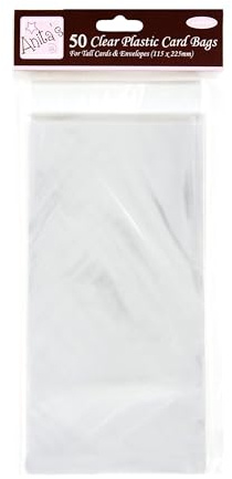 Anita's Tall Card Bag, 115 x 225mm, Clear, Pack of 50, Plastic Bag, Card Protection Bag, for Home, Art, Craft, Cardmaking