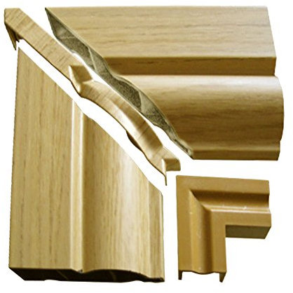 1 x English Oak Roomline uPVC Architrave Sample Pack - consists of 2 x Architrave pieces (125mm lengths), 1 x Internal Joint and 1 x Cover Trim. Hassle-free fitting. Zero-maintenance. Realistic woodgrain finish.