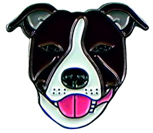 Mainly Metal Metall Emaille Brosche Staffie Hund (Brindle/braun & weiß Staffordshire Terrier)