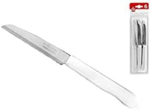 H&H 20K Confezione 6 Coltelli Bistecca Sbucciatori, Falso, Grigio/Bianco, 8x29x1 cm