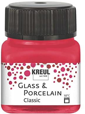 Kreul 16206-Vetro Rosso Carminio Classico, in Barattolo, Vernice Brillante a Base d'Acqua per Vetro e Porcellana, a Rapida Essiccazione, Coprente, Colore Crimson, 20 ml, 16206
