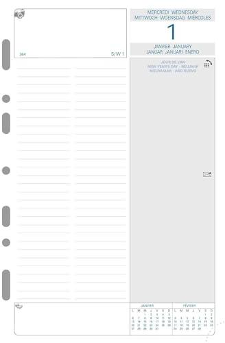 Exacompta 28250E Nachfüllorganizer für Exatime 21 Daily Vintage Annual 1st and 2nd Semester White Paper Jan bis Dec - Year 2020