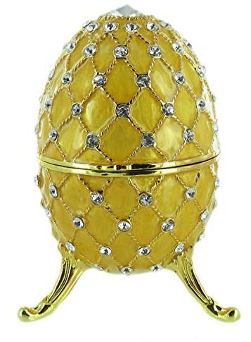 Lutèce Créations Musikalisches Ei/Schmuckei im Fabergé-Stil aus Metall mit Spieluhr, Vergoldungen, Strasssteinen und 18-Ton-Federspielwerk - Für Elise (Beethoven)