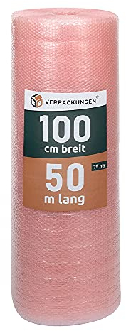 BB-Verpackungen 2 x Luftpolsterfolie 1,0 x 50 m antistatisch (75 my stark, Schutz von empfindlichen Gegenständen) - Sets zwischen 1 und 4 Rollen