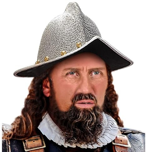 W WIDMANN MILANO Party Fashion, Casco Conquistador, design autentico, materiali di qualità, versatile, vestibilità personalizzata, finitura accurata per un'immersione storica