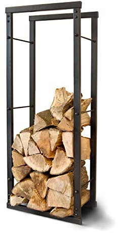 Speedwellstar Firewood Log Rack Store 100x40 cm Storage Large Small Metal Shelf Stand Tall Steel Black Inside & Outside (H 100 x W 40cm)