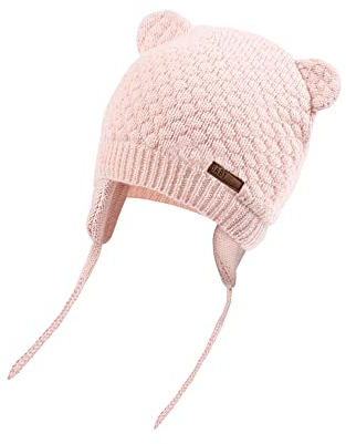 JOYORUN Unisex - Baby Mütze Beanie Strickmütze Unifarbe Wintermütze Rosa 47-50cm (Hersteller Größe: L)