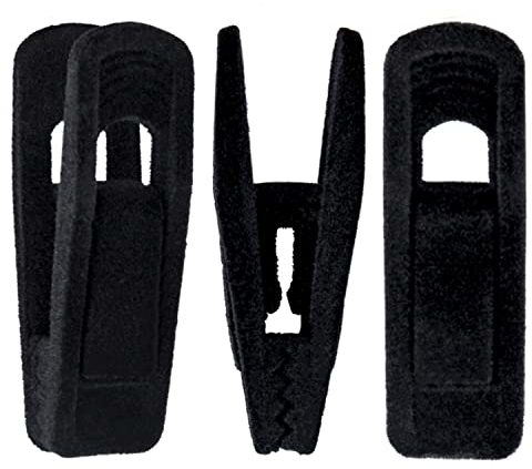 Corodo 20 Stück Samt Kleiderbügel Clips Set, Kleidung Pins Starker Fingergriff Flocked, kleiderbügel samt mit Clips, Perfekt für die Verwendung mit schmalen Samt-Kleiderbügeln - Schwarze