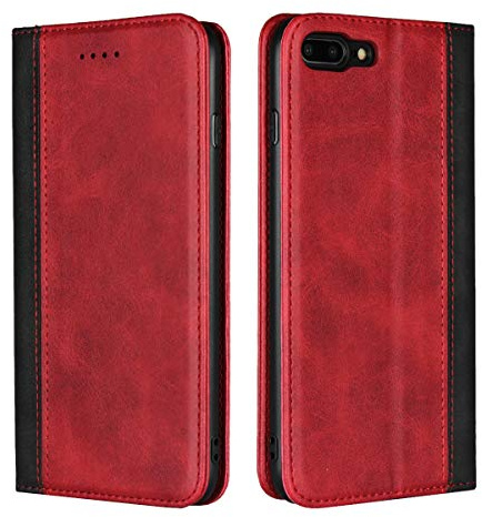 Copmob Case for iPhone 7/8/SE2/SE 2020, Leather Flip Wallet Case [3 Slots] [Stand Function] [Magnetic Closure] Flip Case Cover for iPhone 7/8/SE2/SE 2020 – Red + Black