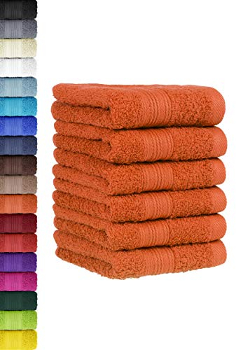 BaSaTex - 6er Pack Handtuch Set für Gäste - Handtücher mit Aufhängeschlaufe aus weicher Baumwolle in 30x50 cm - Gästetücher für die Händereinigung Öko-Tex Standard 100 Zertifiziert - Terra