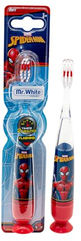 Mr White Jr Batteriebetriebene Handzahnbürste mit Spider-Man Schutzkappe