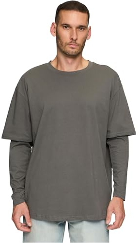 Urban Classics Oversized Shaped Double Layer LS Tee darkshadow XL
