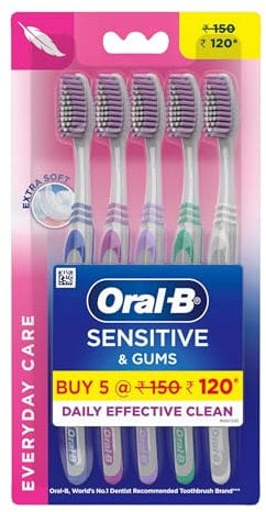 Oral-B Sensitive Care Extra Weiche Zahnbürste, 5 Stück, Transparent, Manuell, Unisex-Erwachsene
