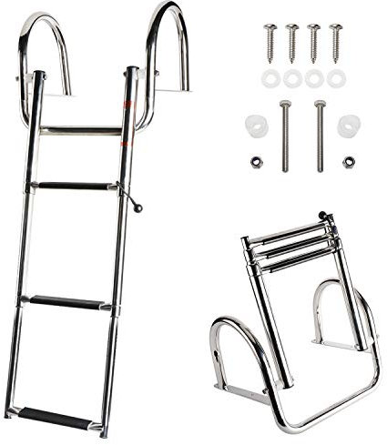 HYDDNice 3 Step Pontoon Boat Ladder Stainless Steel Telescoping Inboard Ladder Dock Ladder