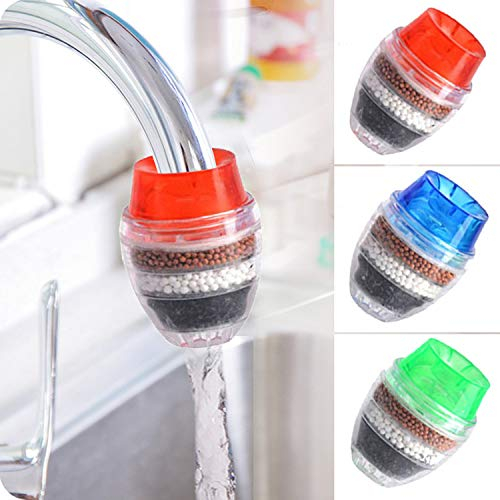 Gshy Filtro de Agua de Grifo de carbón Activado Redondo 3 Piezas Filtro de Agua Multicapa Purificador de Agua portátil para Cocina