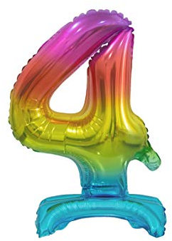 GoDan Beauty&Charm Luftballons Zahlen 0-9 zum Aufstellen auf dem Tisch 38 cm Folienballon Geburtstagsluftballons Zimmer und Raumdekoration beim Geburtstag Jubiläum (Zahl 4 Regenbogen)
