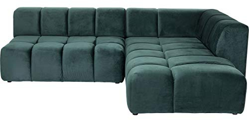 Kare Design Ecksofa Belami Velvet, Dunkelgrün, Eckcouch mit Ottomane rechts, Samtoptik, Holz Korpus, 70x256x210 cm (H/B/T)