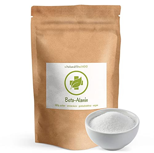 Beta-Alanin Pulver 500 g - nicht-essentielle Aminosäure -Fermentationsgewinnung - gentechnikfrei - 100% vegan und rein - glutenfrei/laktosefrei - ohne Hilfs- und Zusatzstoffe - MADE IN GERMANY