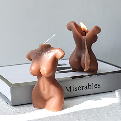 Fulutoy Sexy Frauen Körper Duftkerzen vegan Sojawachs Lustige Geschenke Kreative Ornamente (Braun-Vanillekaffee)