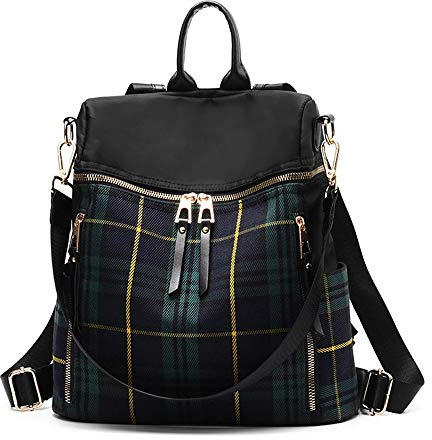 Damen Rucksack Geldbörse Wasserdichter Nylon Leichte Mode Lässig Reise Umhängetasche Daypack (green)