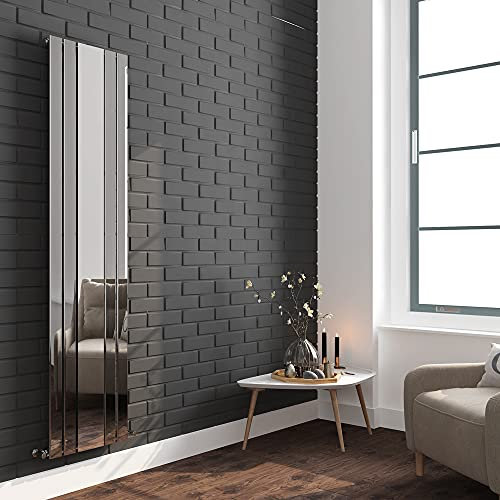 458mm(w) x 1800mm(h) Chrome Vertical Mirrored Radiator - 2812 BTU's Central Heating Radiator with Mirror