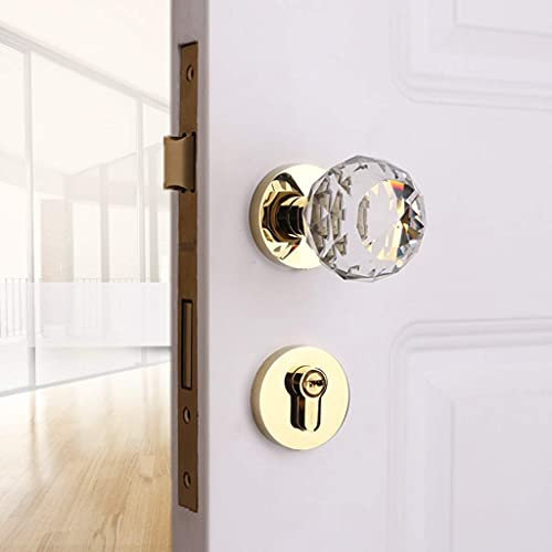 Serrure à Boule de Cristal en Laiton - Boutons de Porte en Forme de Diamant à Rotation avec Clé pour Chambres, Salons, Salles de Bains (Couleur : C)