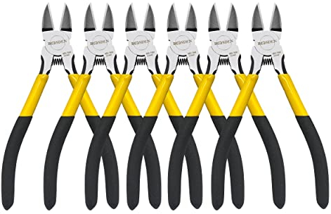 BOOSDEN Flush Cutters, 6.5 Spring Loaded Pliers, Side & Diagonal Cutter, 6 Pack, for Crafts, Electrician Work, Jewelry Making
