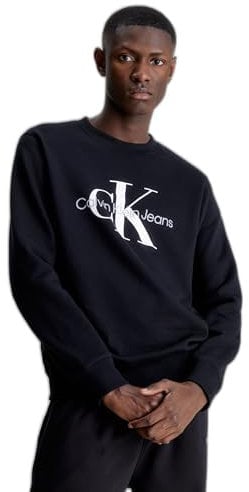 Calvin Klein Jeans Men's Core Monologo Crewneck J30j320933 Pullovers, Black, S