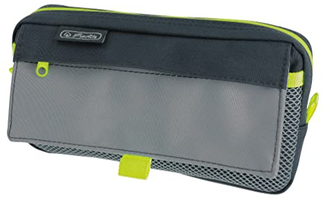 Herlitz 50039012 Faulenzer mit 2 Außentaschen, grey/neon, 1 Stück, Mehrfarbig