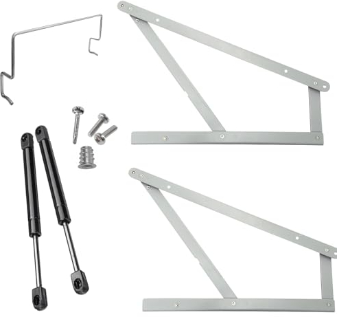 Evotrade Kit Alza Rete Meccanismo Sollevamento per Letto Contenitore - Kit Completo: 2 Trapezi + 2 Pistoni + Ferma Materasso + Ferramenta (Letto Francese)