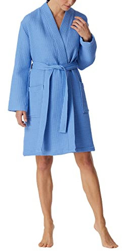 Schiesser Damen Bade-und Saunamantel-Waffel Pique Bademantel, blau_178411, L