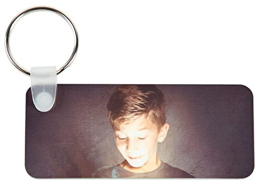 Porte-clefs Rectangle Long en Plastique avec Photo imprimée sur 2 Faces – Porte-clés Rectangle allongé personnalisé avec 2 Photos Recto et Verso