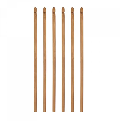 sourcing map Wooden Bamboo Crochet Hook 4.5mm US Size G (Size 7) Fine Knitting Needles for DIY Craft Yarn 6Pcs