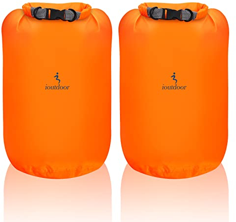 Wasserdicht Tasche - 2 Stück 10L/20L/40L/70L Dry Bag Set, Leicht Outdoor Trockener Sack Wassersport Säcken, Sicherheitsverschluss, für Kayaking Boots-Ausflug Kanu/Rafting/Schwimmen (Orange, 10L*2)