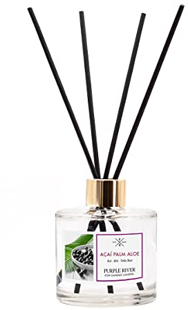 Purple River Duftstäbchen | Raumduft Acai Palm & Aloe (200ml) | Reed Diffuser für Dein Zuhause | Exotischer Aloe Vera Duft | Lufterfrischer für Deine Wohnung | Inklusive 7 Stäbchen