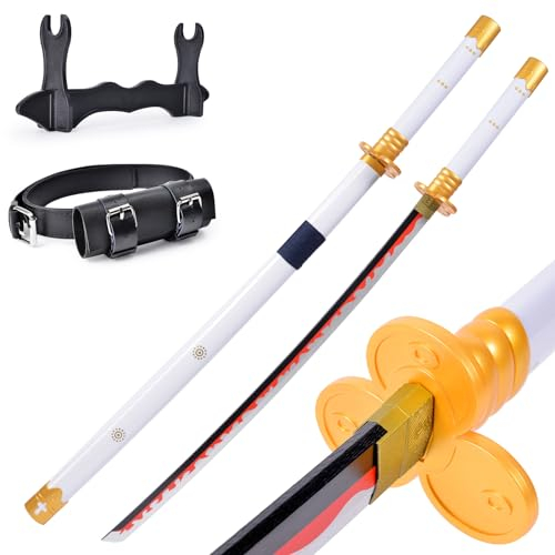 PZOEWUESR Anime Yama Enma Weißes Schwert Zoro Cosplay Schwert 104,1 cm – mit Ständer für Rollenspiele und Sammlung