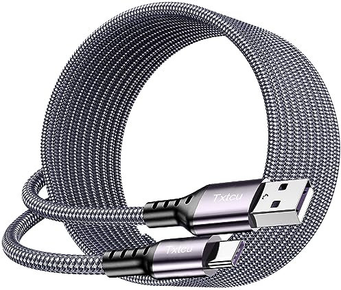 Txtcu USB C Cable 2M, USB C Charger Cable Fast Charge Braided Charger Cord for Samsung Galaxy S22 S21 S20 S10 S9 S8 Plus Note 10 9 8,Sony Xperia XZ, Huawei P30 P20,LG V30 V20 G6 G5,Moto,switch.etc